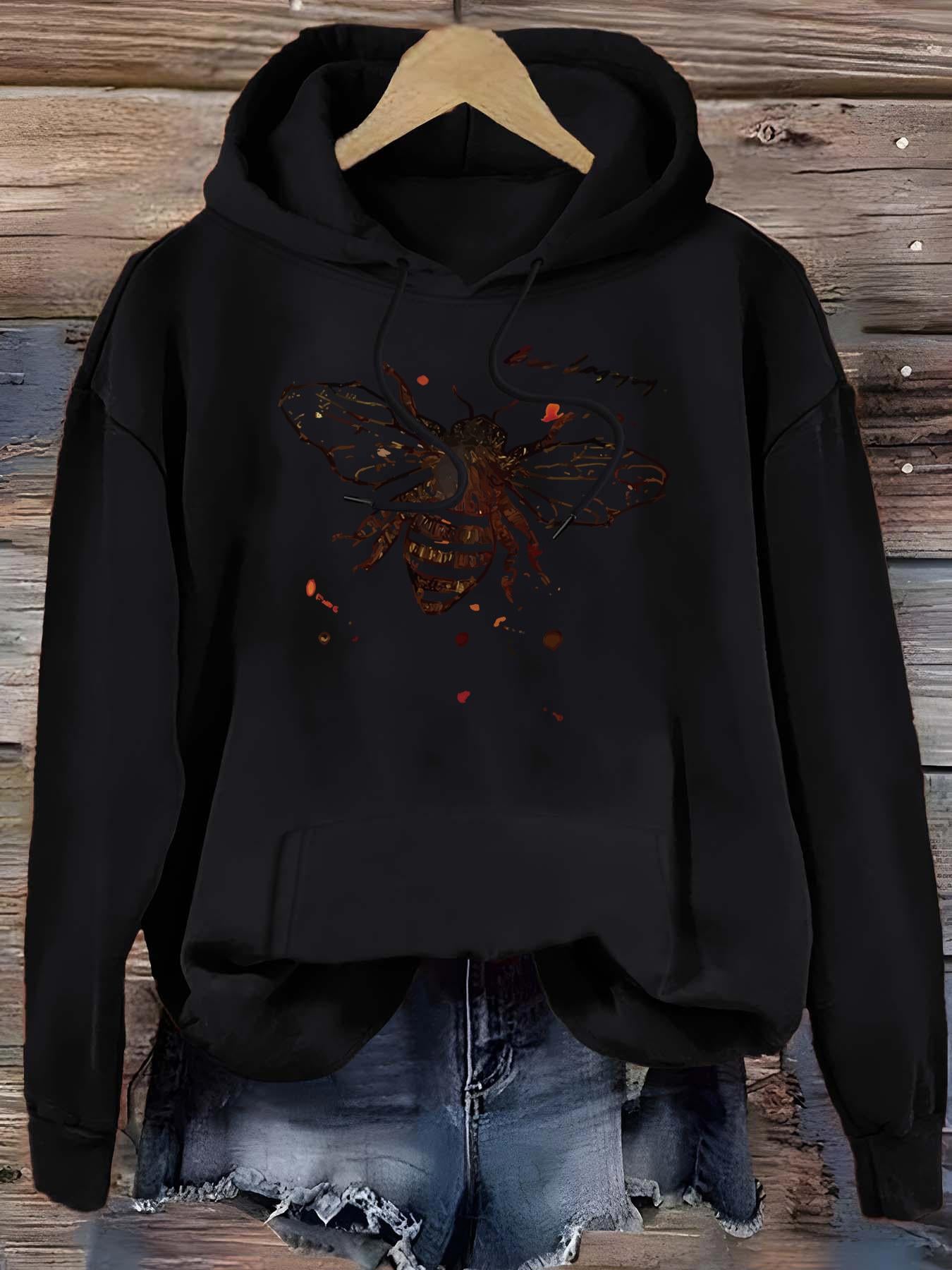 Women's Graphic Hoodie Abstract Fire Glow With Vintage Distressed Accents Swirling Butterfly