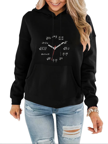 Women's Graphic Hoodie Math Formulas Shown As Numbers Forming A Clock Face