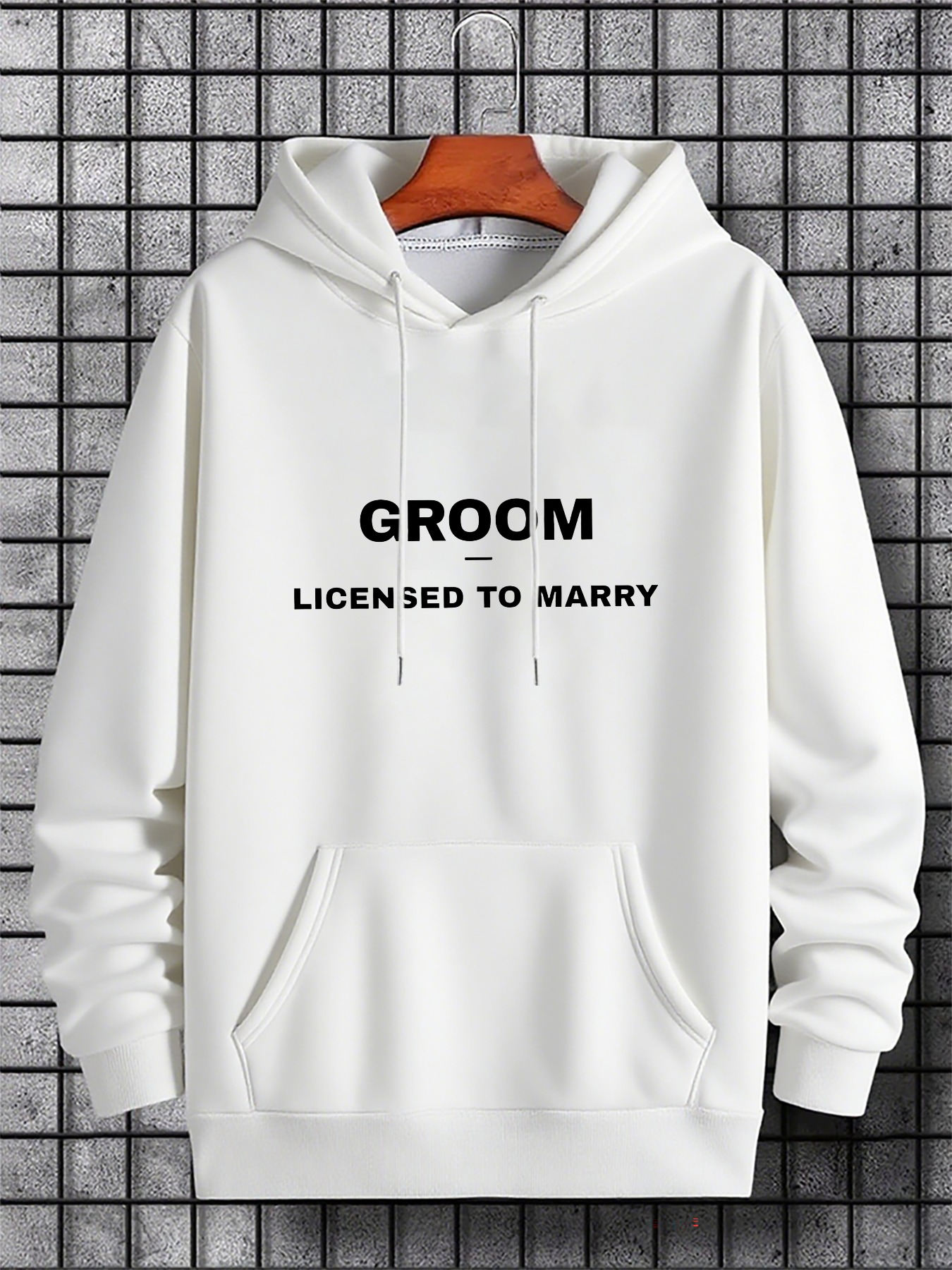 Men's Graphic Hoodie Groom Licensed To Marry Clean White Minimalist Hoodie