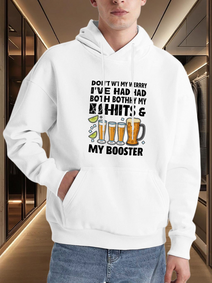 Men's Graphic Hoodie Funny Statement With Beer Glasses Lemon And Toasted Shots Booster