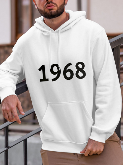 Men's Graphic Hoodie Bold Modern Numerals With Large Minimalist Year 1968 Hoodie