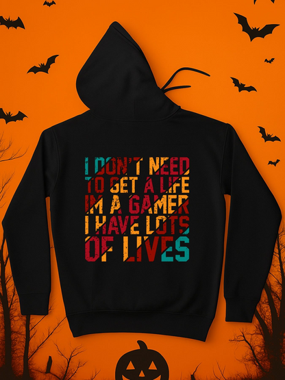 Men's Graphic Hoodie Colorful Lettered Design With Bright Words Among Halloween Shadows Hoodie
