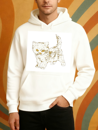 Men's Graphic Hoodie Playful Brown Eyed Kitten With Gentle Stripes And Fluffy Tail Cat