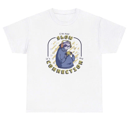 Men's Graphic T-Shirt Im Not Slow Connection With Headphones Blue Hoodie Sloth