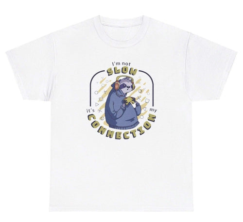 Men's Graphic T-Shirt Im Not Slow Connection With Headphones Blue Hoodie Sloth