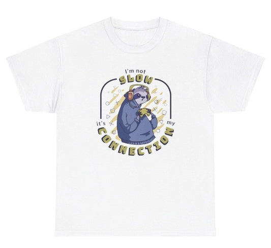 Men's Graphic T-Shirt Im Not Slow Connection With Headphones Blue Hoodie Sloth