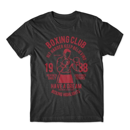 Men's Graphic T-Shirt Boxing Club Hit Harder Keep Believing Have A Dream Boxing Highlights Strong Silhouette Of Boxer Wearing Hoodie And Gloves In Red Vintage Style Boxer