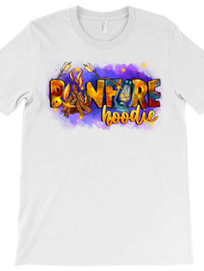 Men's Graphic T-Shirt Bonfire Hoodie Glowing Under Purple Skies With Toasted Marshmallows On Sticks Campfire
