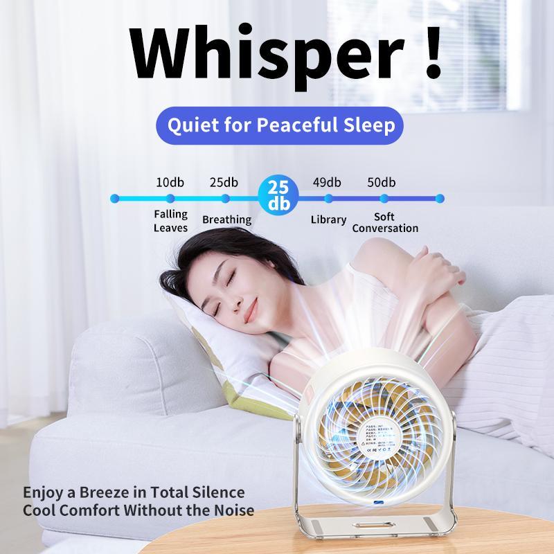 Coolhill Desktop Fan Turbo Table Fan for Office 100-Speed Digital Display Low Noise Rechargeable Battery Dual  - image 5