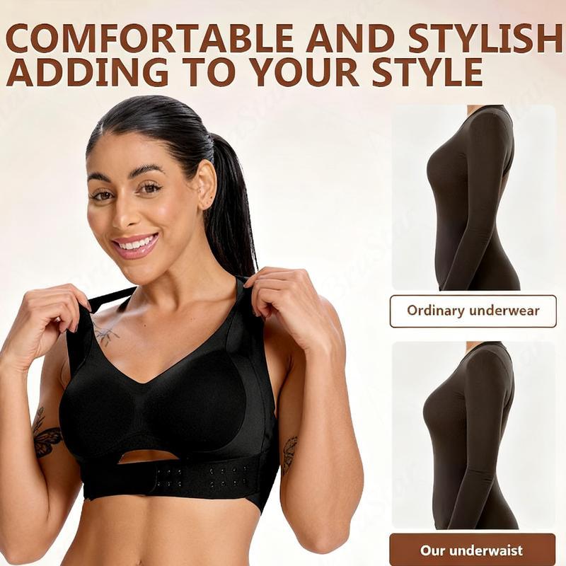 【Postural correction】Women’s Beige Wireless Bra, Soft Breathable Non-removable Moulded Cups, Yoga Fitness Sportswear for Gym 