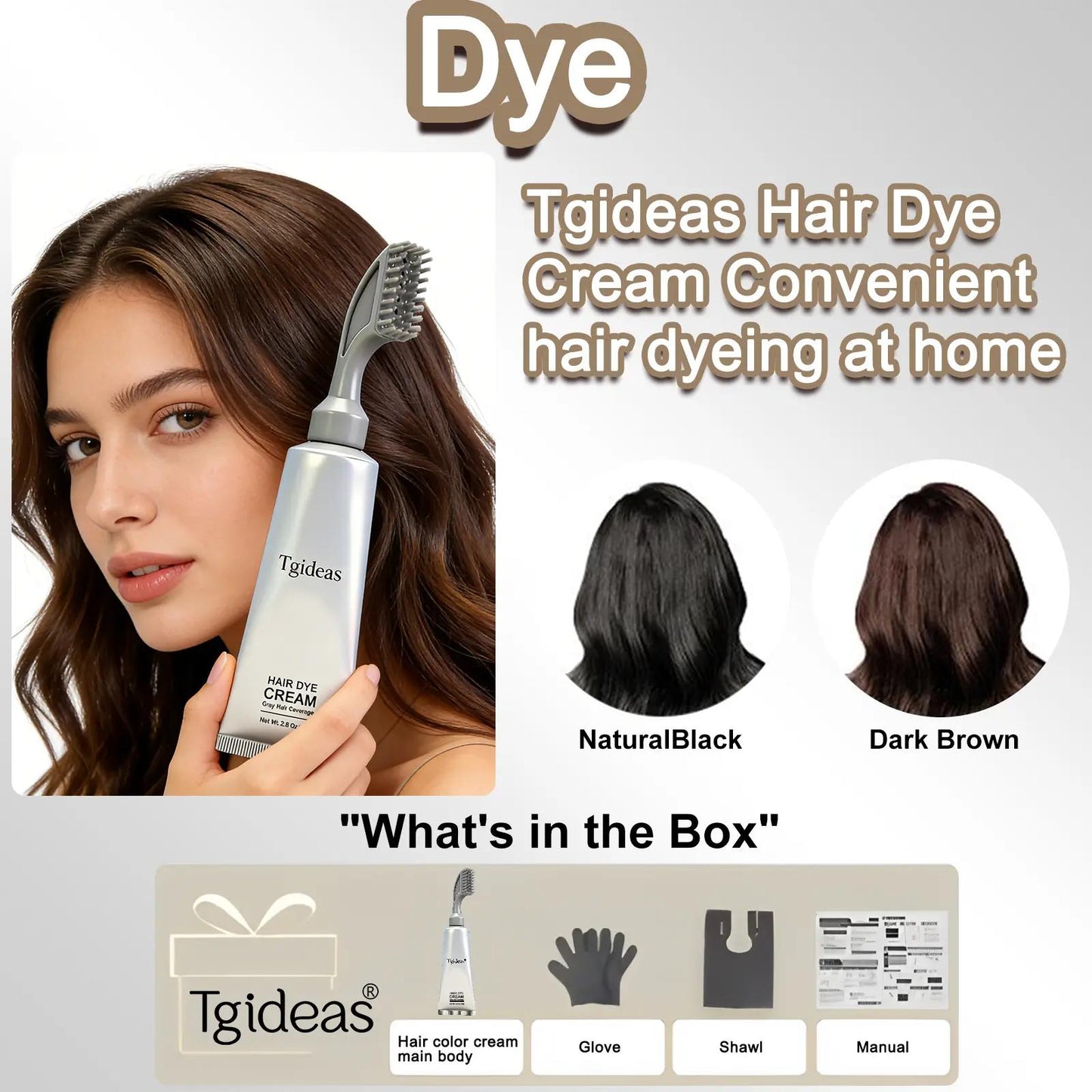 Tgideas Hair Dye Comb / Hair Dye Cream — Portable Home Use, triple treatment, contains hyaluronic acid, 100% c - image 5