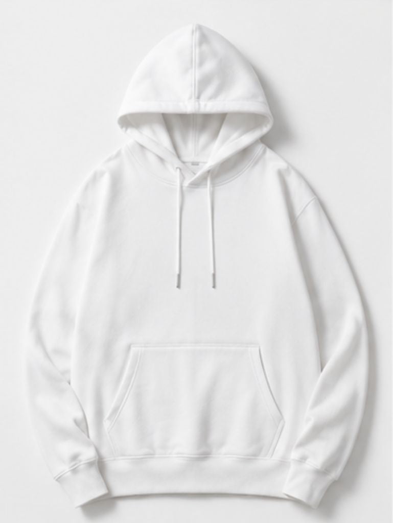 Men's Graphic Hoodie Minimalist Black Outlined Cross On Plain Cotton Hoodie