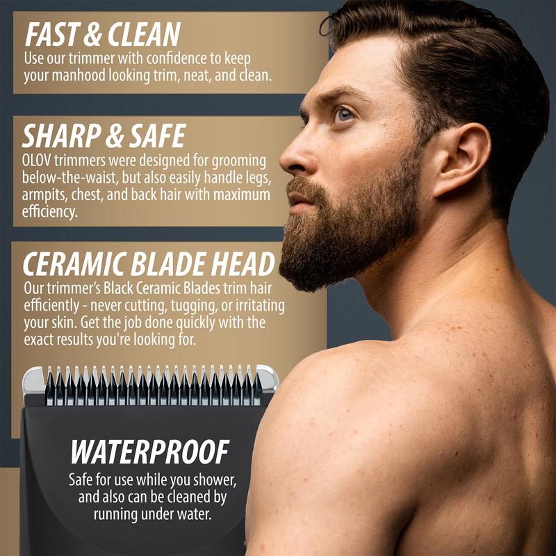 OLOV Electric Body Hair Shaver-Groin Hair Trimmer, Ball Trimmer for Men - Replaceable Ceramic Blade Heads,USB  - image 5